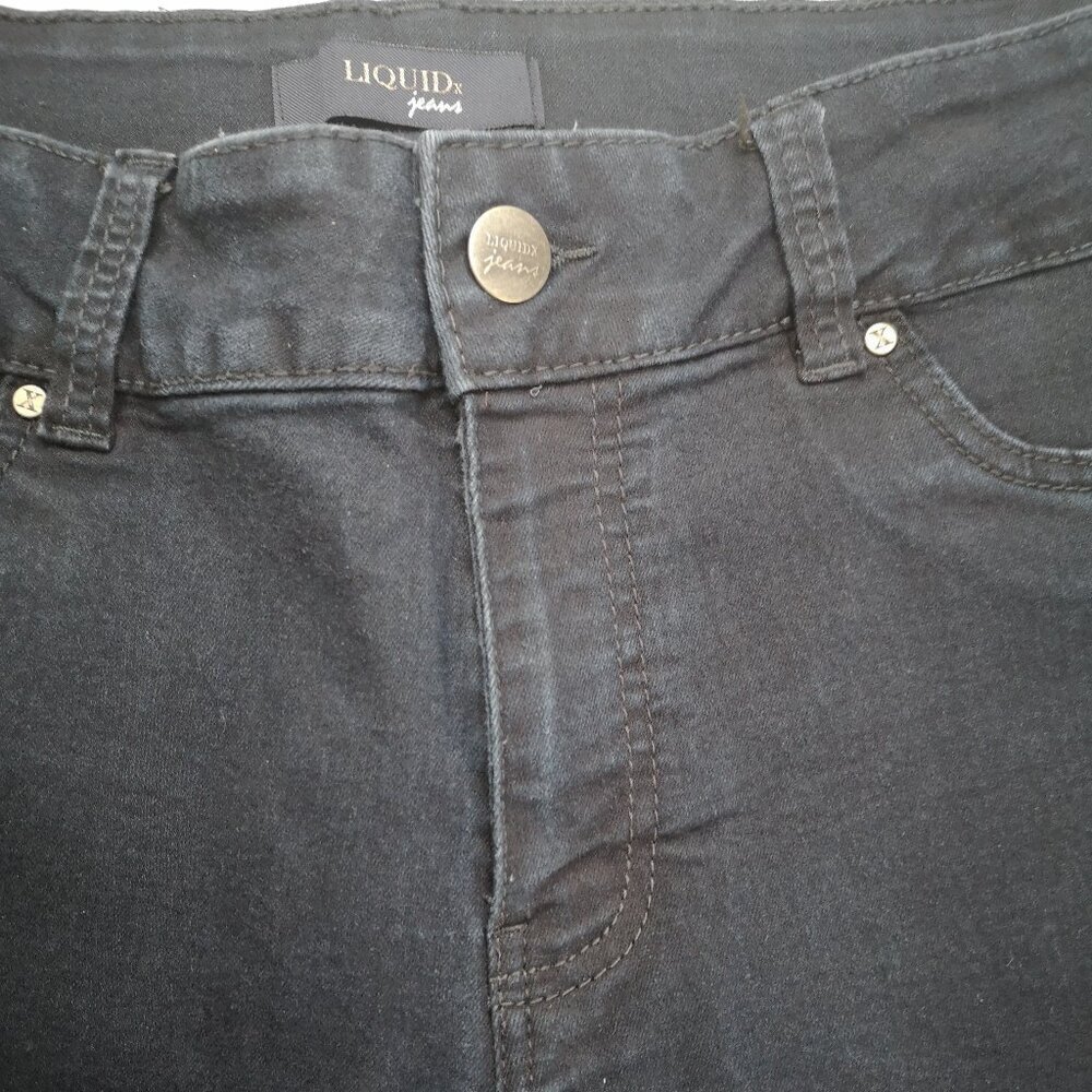 Liquid X Jeans Ladies Size 15/16 Dark Wash Flare Legs Blue Jeans - Picture 6 of 15